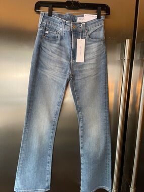 AG stretchy faded blue boot cut jeans